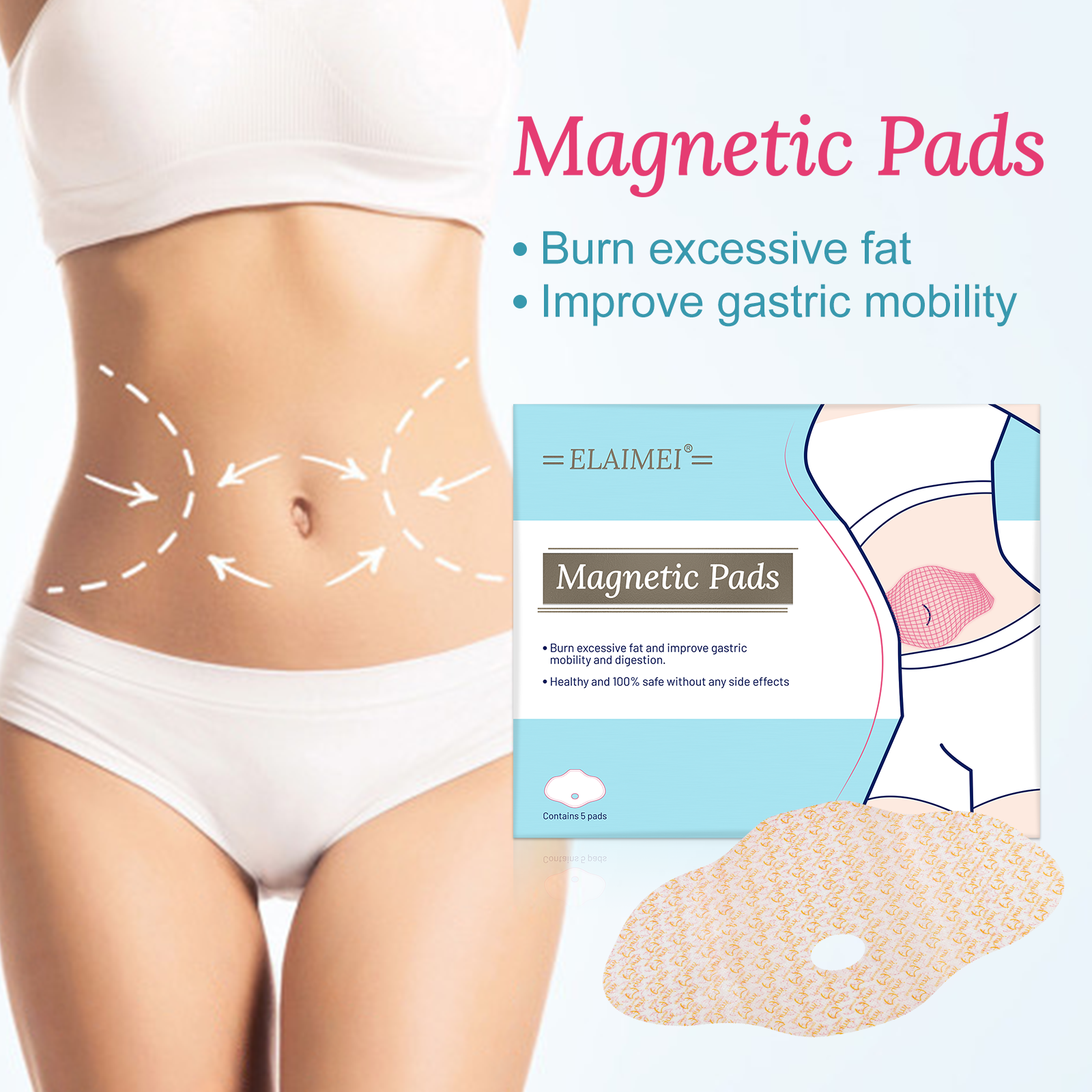 Hot Sale Herbal Tummy Belly Wonder Slimming Patch Weight Loss Plaster Burn Excessive Fat Magnetic Pads