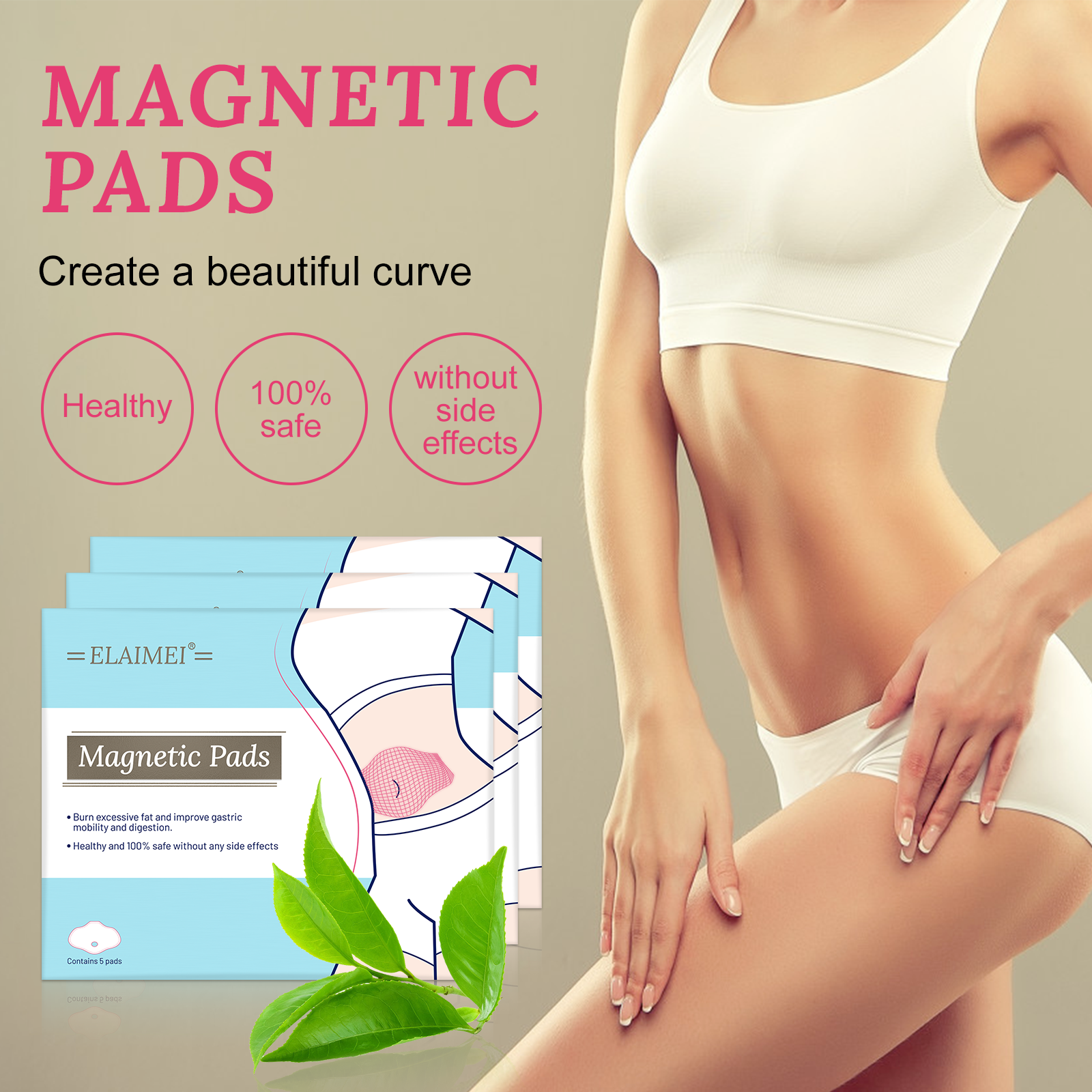 Hot Sale Herbal Tummy Belly Wonder Slimming Patch Weight Loss Plaster Burn Excessive Fat Magnetic Pads