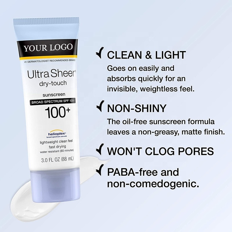 Private Label SPF 100 Sunblock Sun Lotion Protection Screen Vitamin E Moisturizer Whitening Organic Sunscreen Cream