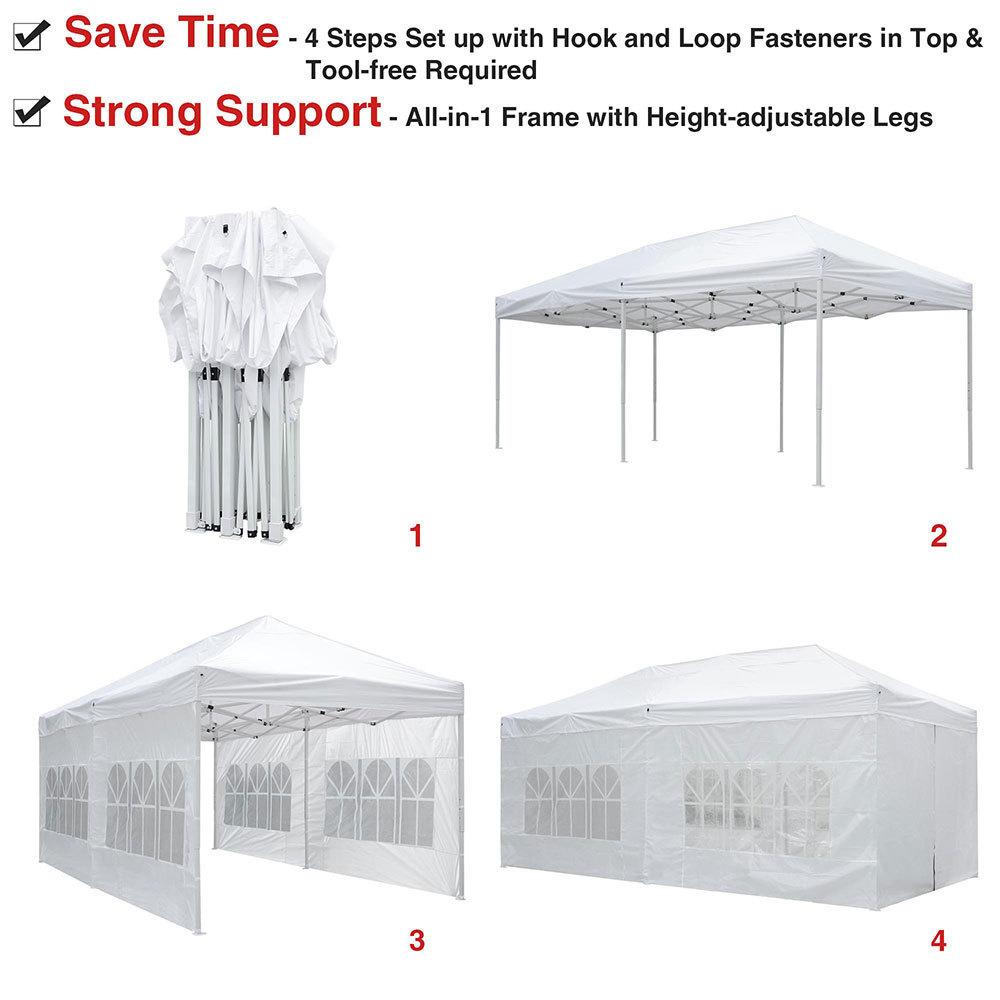 Waterproof Pop Up Garden Folding Gazebo 10x20 Canopy Trade Show Outdoor Tent with Walls