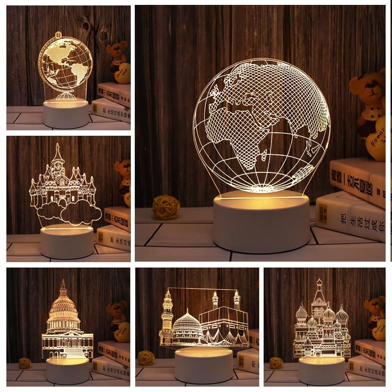 islamic art ramadan lantern Muslim eid mubarak acrylic crafts gift ornaments ramadan night lights for ramadan decorations