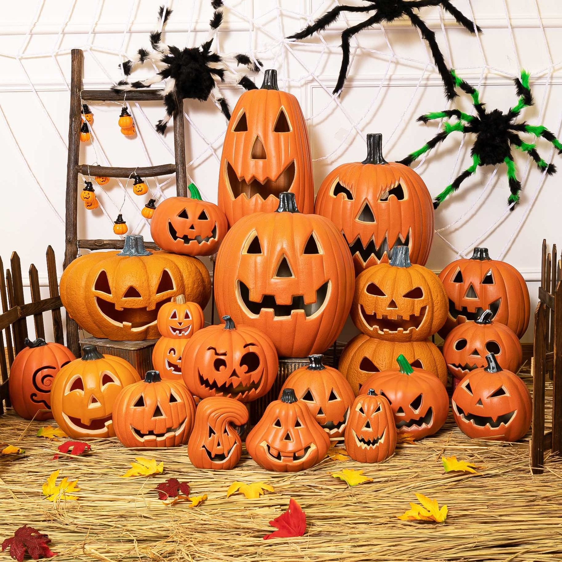 plastic halloween gifts props toys crafts statues figurines home decor halloween pumpkin light jack o lantern decorations