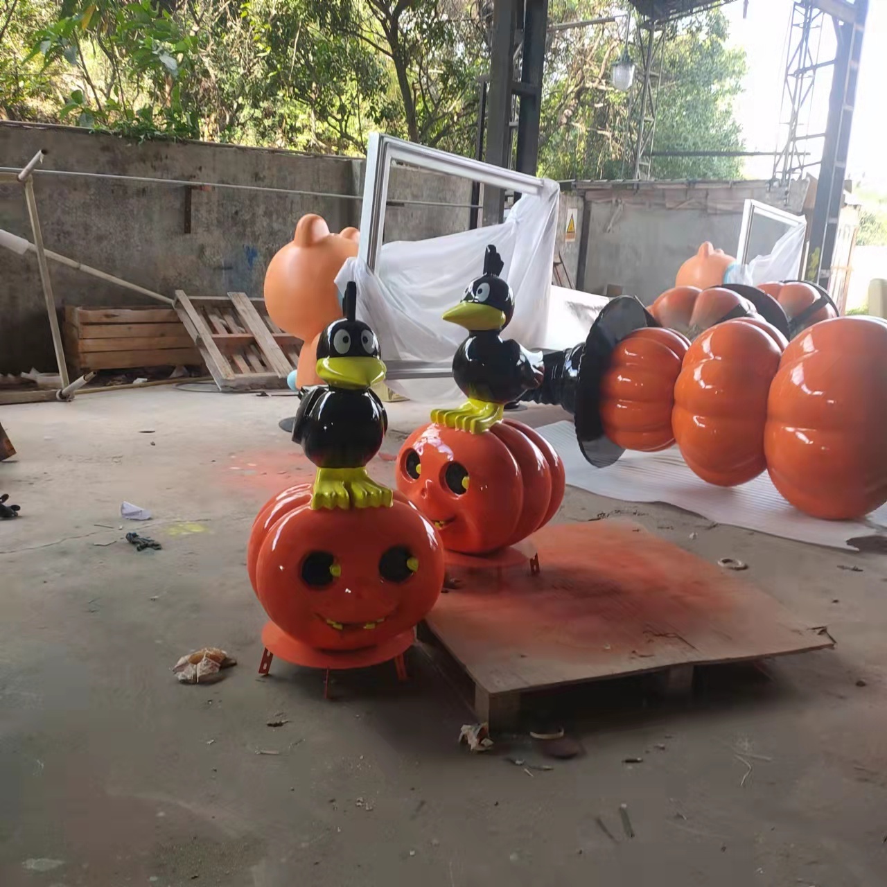 Customs Fiberglass halloween statue sculpture crafts giant skeleton pumpkin props toy accessories halloween decorations outdoor