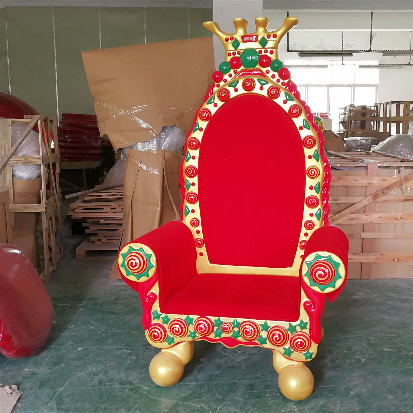 Commercial Navidad Ornaments Fiberglass Outdoor Christmas Decorations King Queen Santa Claus Throne Chair Christmas Decorations