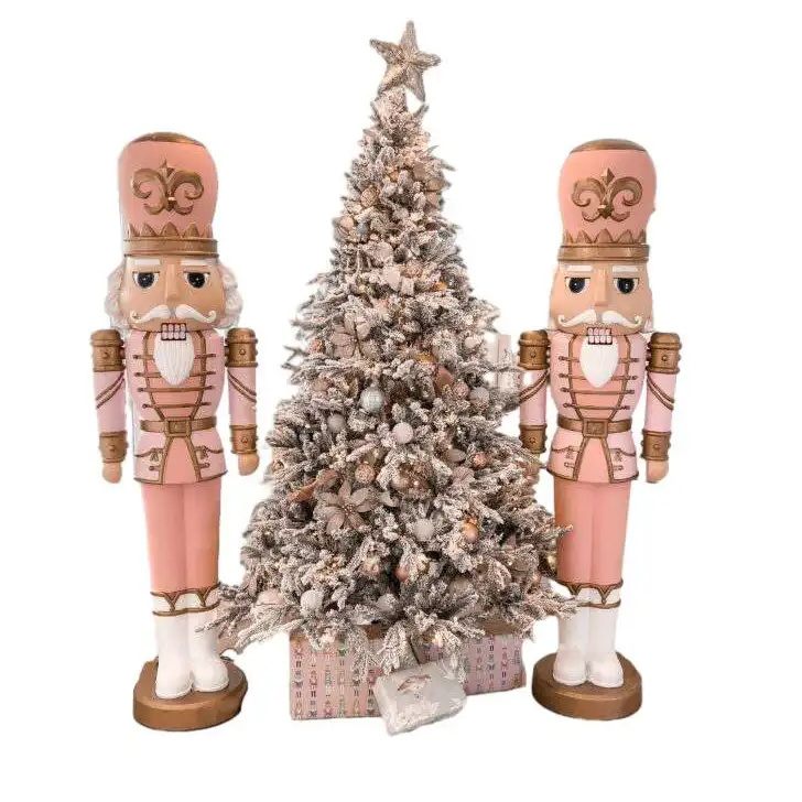 6 Foot Nutcracker Soldier Pink Fiberglass Figures Giant Christmas Decorations Life Size Outdoor Nutcracker