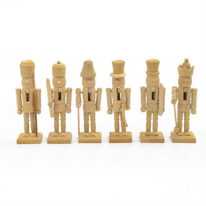 6pcs DIY Handcrafted Wooden Toys Christmas Tree Ornament Pendant Soldier Decorations Unpainted Nutcracker