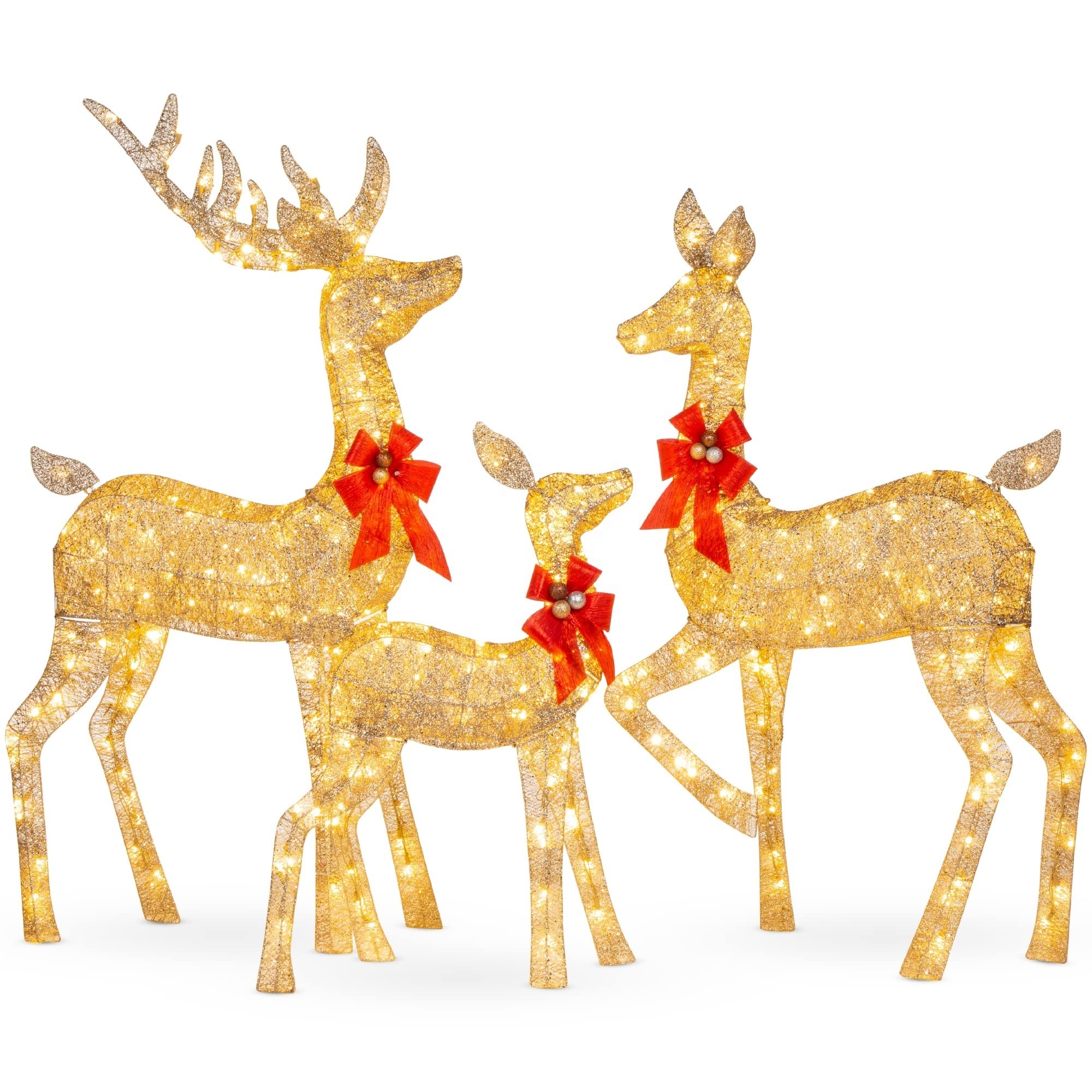 Navidad Ornaments 3d Large Deer Family Christmas Reindeer Outdoor LED Lights Christmas Decorations