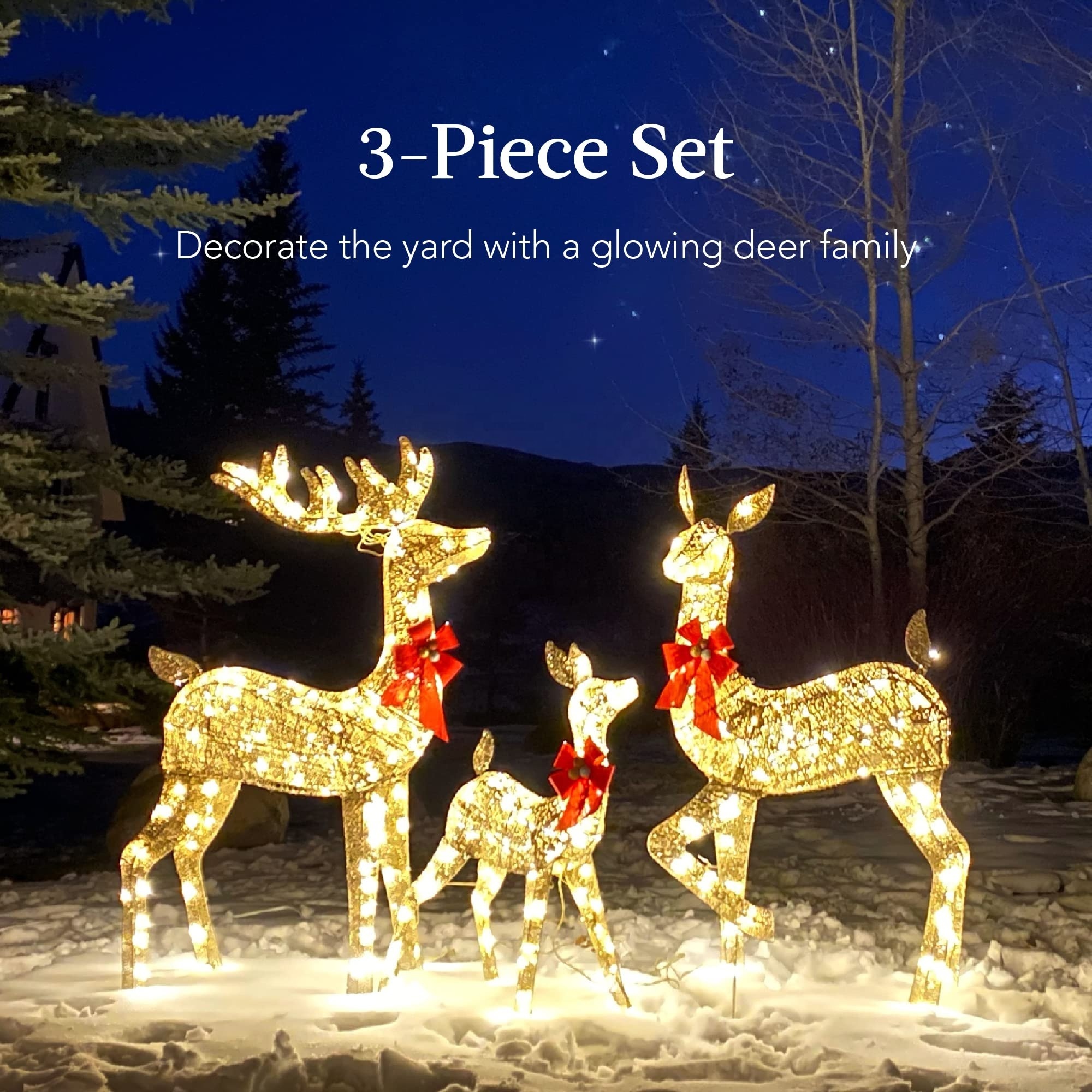 Navidad Ornaments 3d Large Deer Family Christmas Reindeer Outdoor LED Lights Christmas Decorations