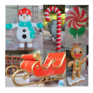 fiberglass giant large Christmas candy cane lollipop Gingerbread snowman santa sleigh nutcracker landscape decorations