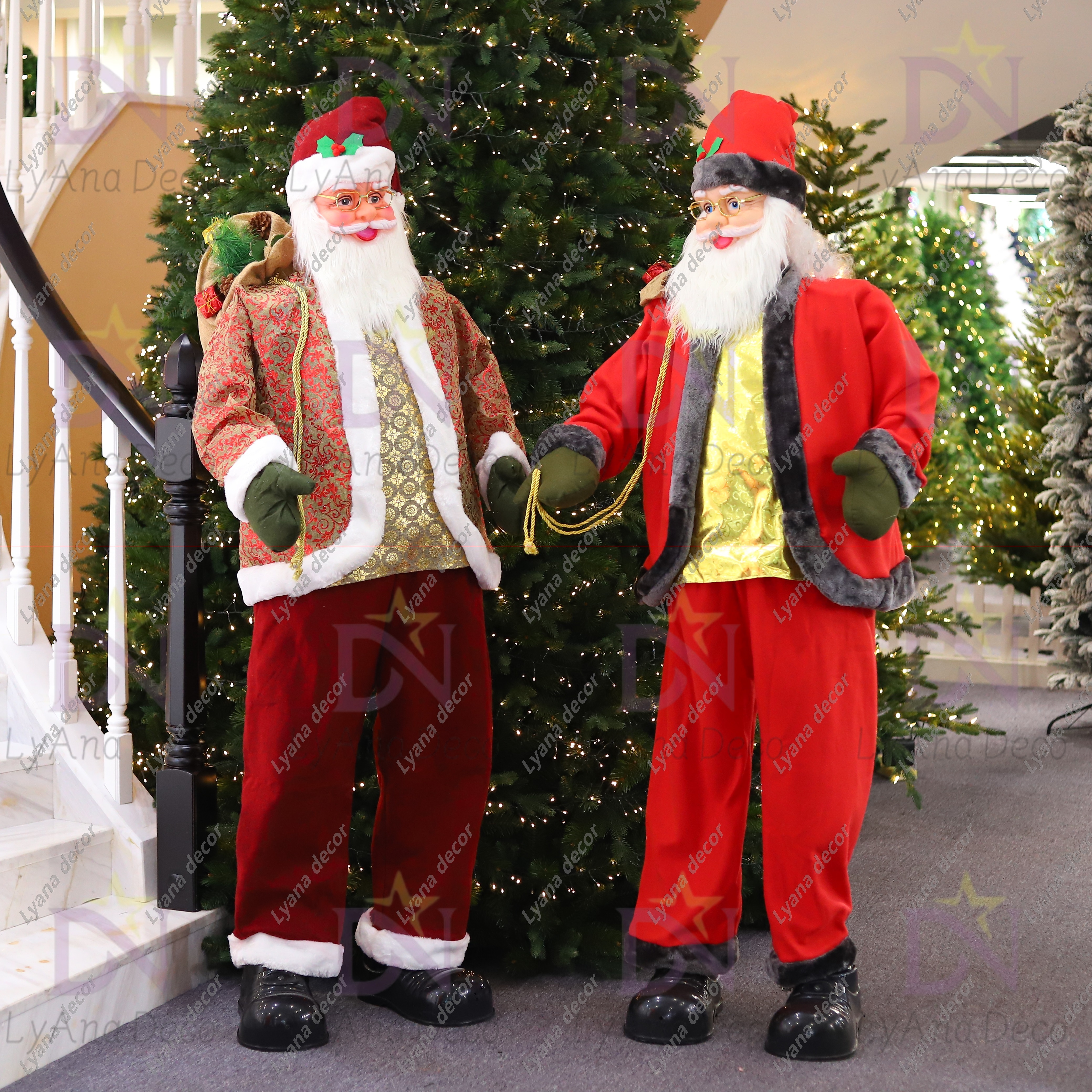 Life Size Santa Cruz Outdoor Electrical Singing Dancing Ornaments Musical Bluetooth 6ft Christmas Santa Claus for Shopping Mall