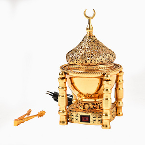 Islamic Home Decor Gift Sets Metal Crafts Arabic Incense Cone Bakhoor Burner Electric Incense Burner and Holder for Ramadan 001