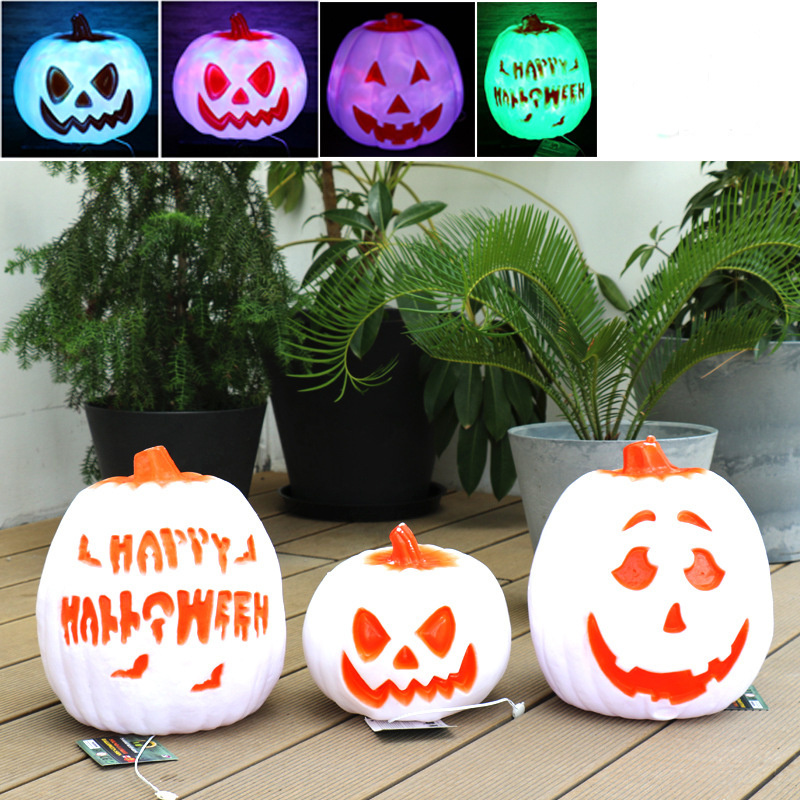 Animated Voice Control halloween Party Decor props Jack o Lantern ornaments skull white plastic halloween Pumpkin light