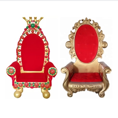 Commercial Navidad Ornaments Fiberglass Outdoor Christmas Decorations King Queen Santa Claus Throne Chair Christmas Decorations