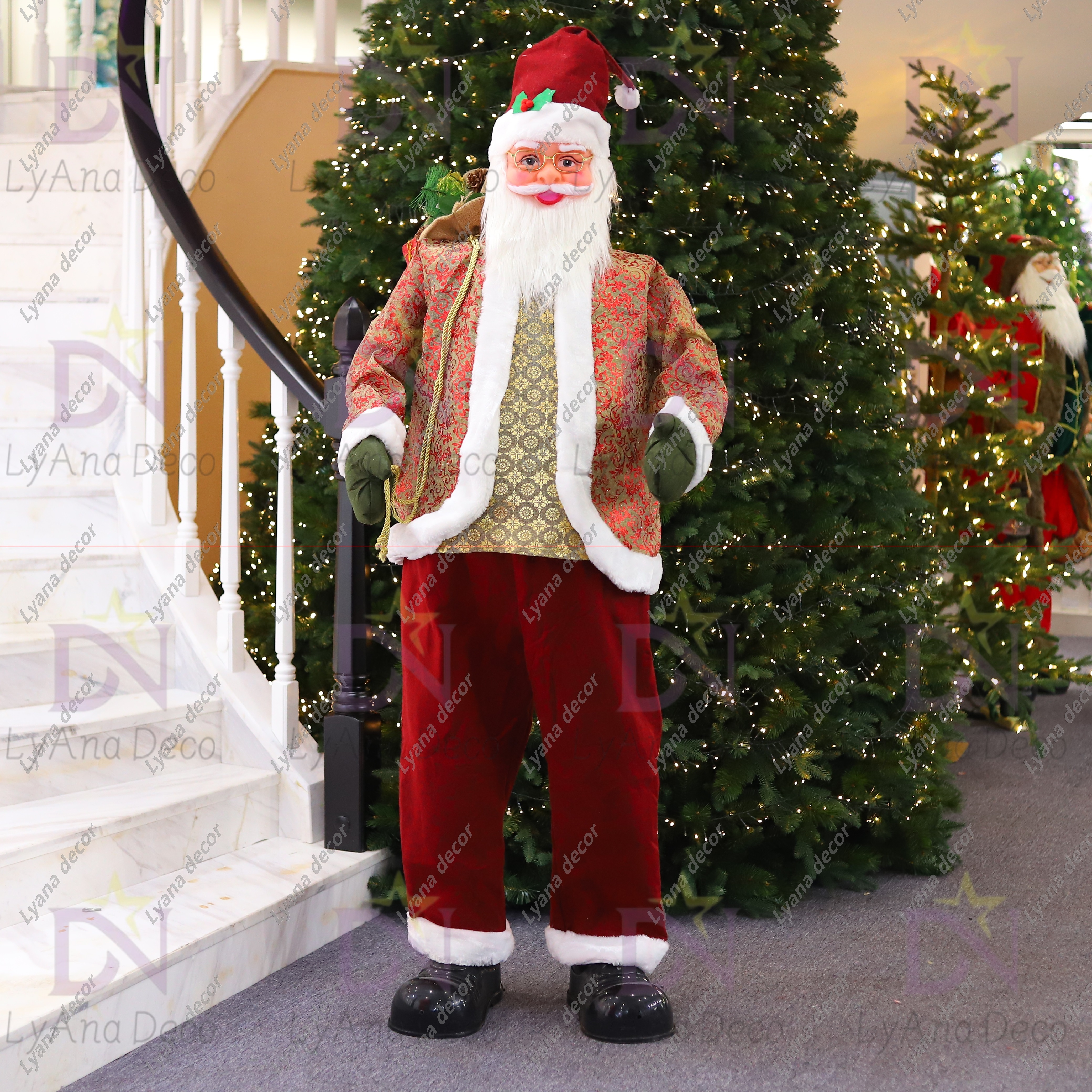 Life Size Santa Cruz Outdoor Electrical Singing Dancing Ornaments Musical Bluetooth 6ft Christmas Santa Claus for Shopping Mall