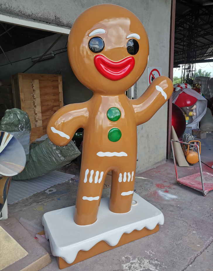 fiberglass giant large Christmas candy cane lollipop Gingerbread snowman santa sleigh nutcracker landscape decorations