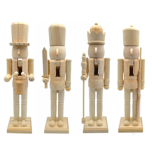 XMAS ornaments 38cm DIY dolls unpainted wood nutcracker soldiers toys wooden nutcracker Christmas decorations