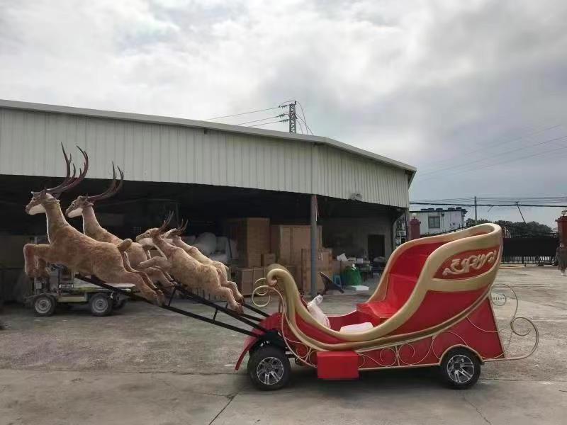 Navidad decor electric large figurine toys ornaments large outdoor fiberglass moving Christmas life size santa sleigh reindeer