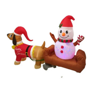 Life Size Large Advertising Inflatables LED Dog Sleigh Snowman Blow Ups Outdoor Christmas Inflatables for Yard Decorations