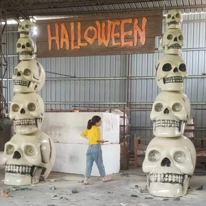 Customs Fiberglass halloween statue sculpture crafts giant skeleton pumpkin props toy accessories halloween decorations outdoor