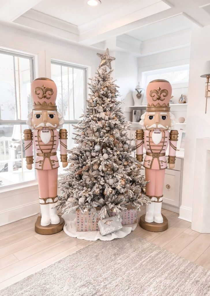 6 Foot Nutcracker Soldier Pink Fiberglass Figures Giant Christmas Decorations Life Size Outdoor Nutcracker