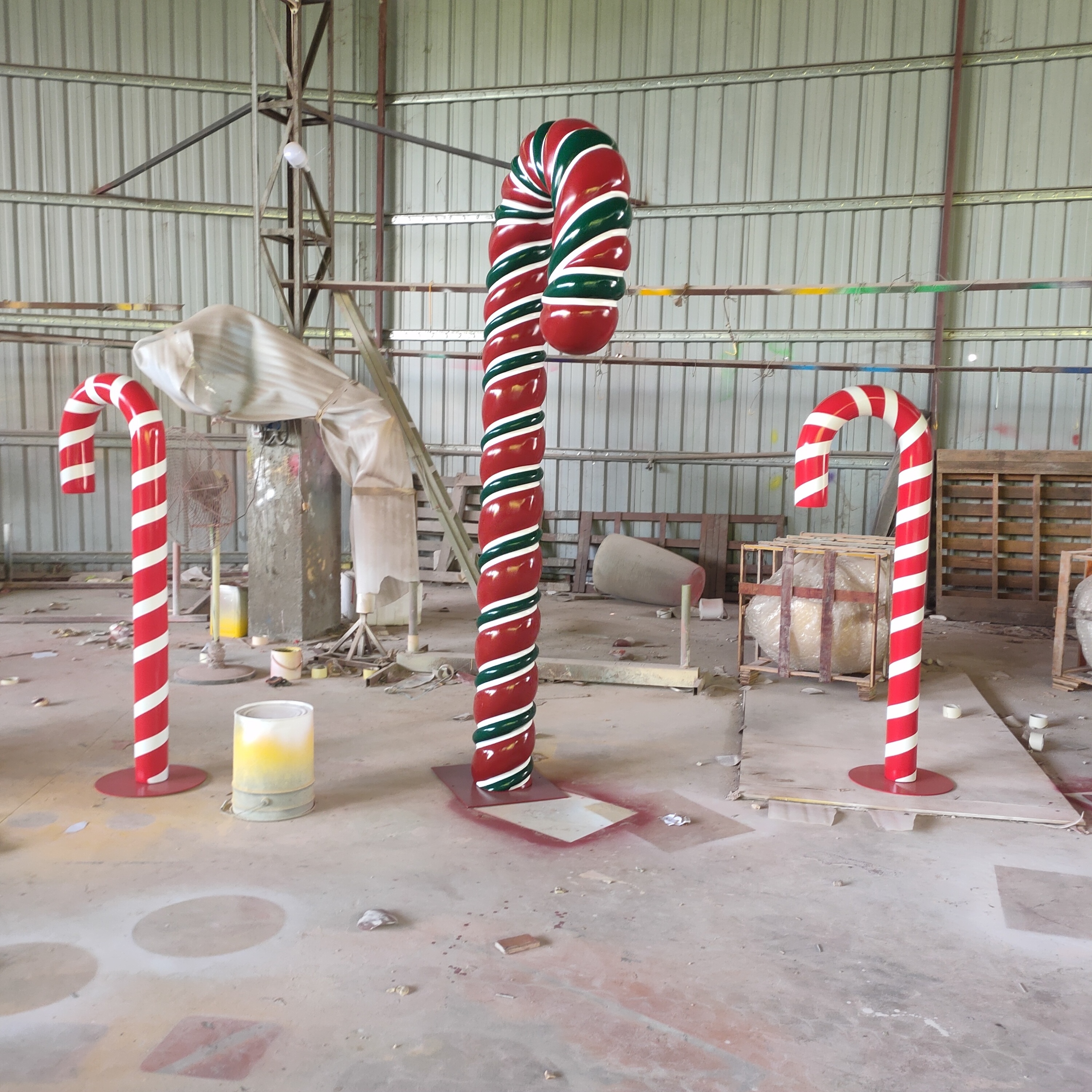 Commercial Projector large candy cane crafts fiberglass figurine toys village ornaments outdoor Christmas decorations