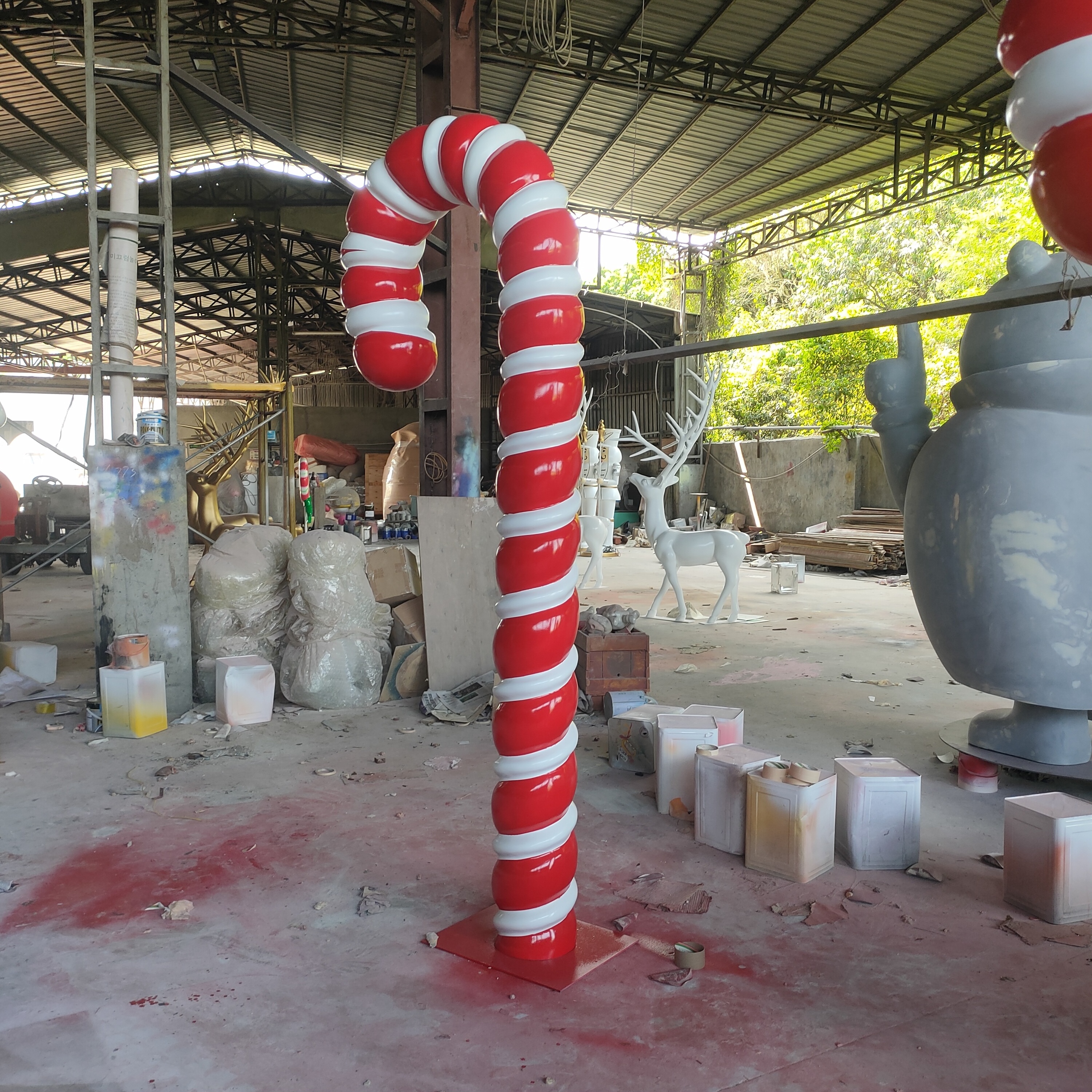 Commercial Projector large candy cane crafts fiberglass figurine toys village ornaments outdoor Christmas decorations