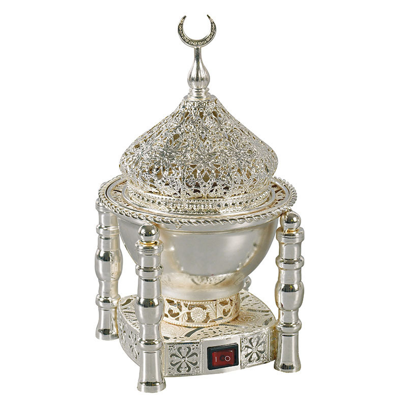 Islamic Home Decor Gift Sets Metal Crafts Arabic Incense Cone Bakhoor Burner Electric Incense Burner and Holder for Ramadan 001