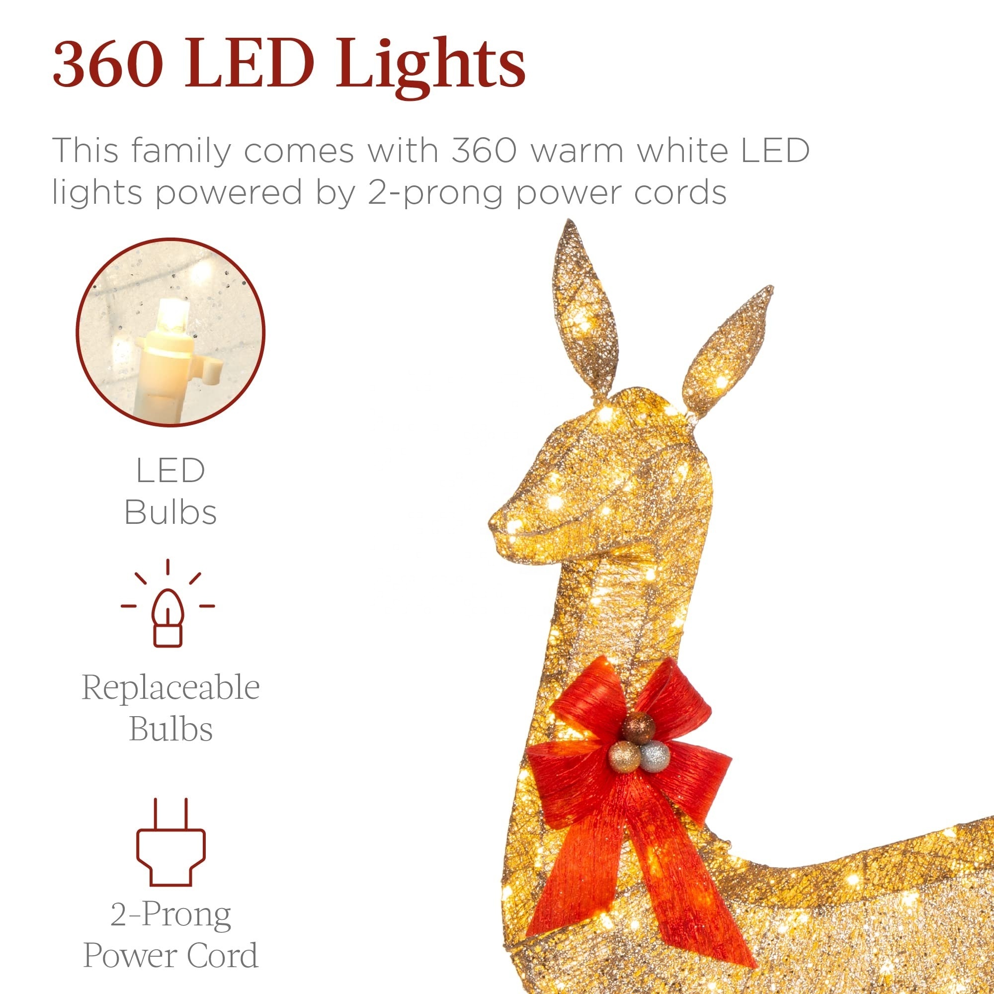 Navidad Ornaments 3d Large Deer Family Christmas Reindeer Outdoor LED Lights Christmas Decorations