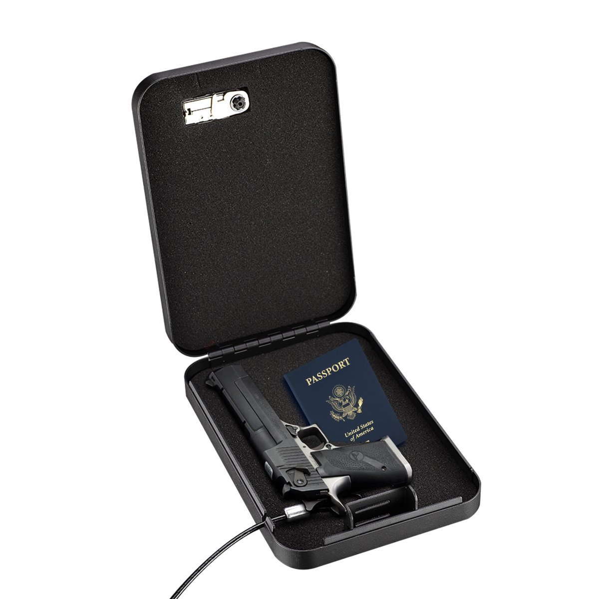 Portable Security Gun Safe Box Case Cable Car Mini Travel Safe biometric hidden compartment