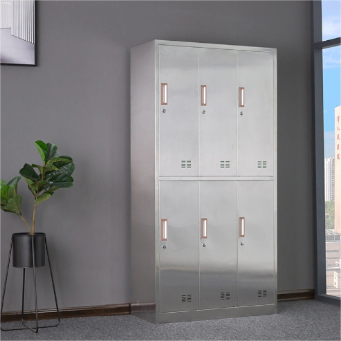 Gym Closet School Office Cupboard Locker Cabinet 6 Door Steel Locker Metal Staff Wardrobe Storage Lockers