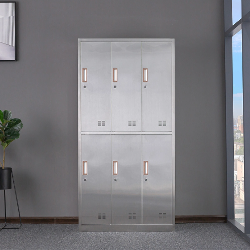 Gym Closet School Office Cupboard Locker Cabinet 6 Door Steel Locker Metal Staff Wardrobe Storage Lockers