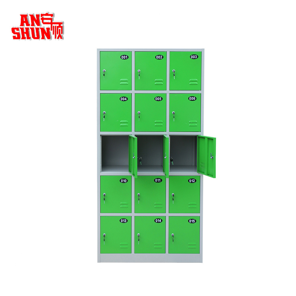 wholesale double color 15 doors iron locker staff changing room steel clothes locker cabinet employee locker