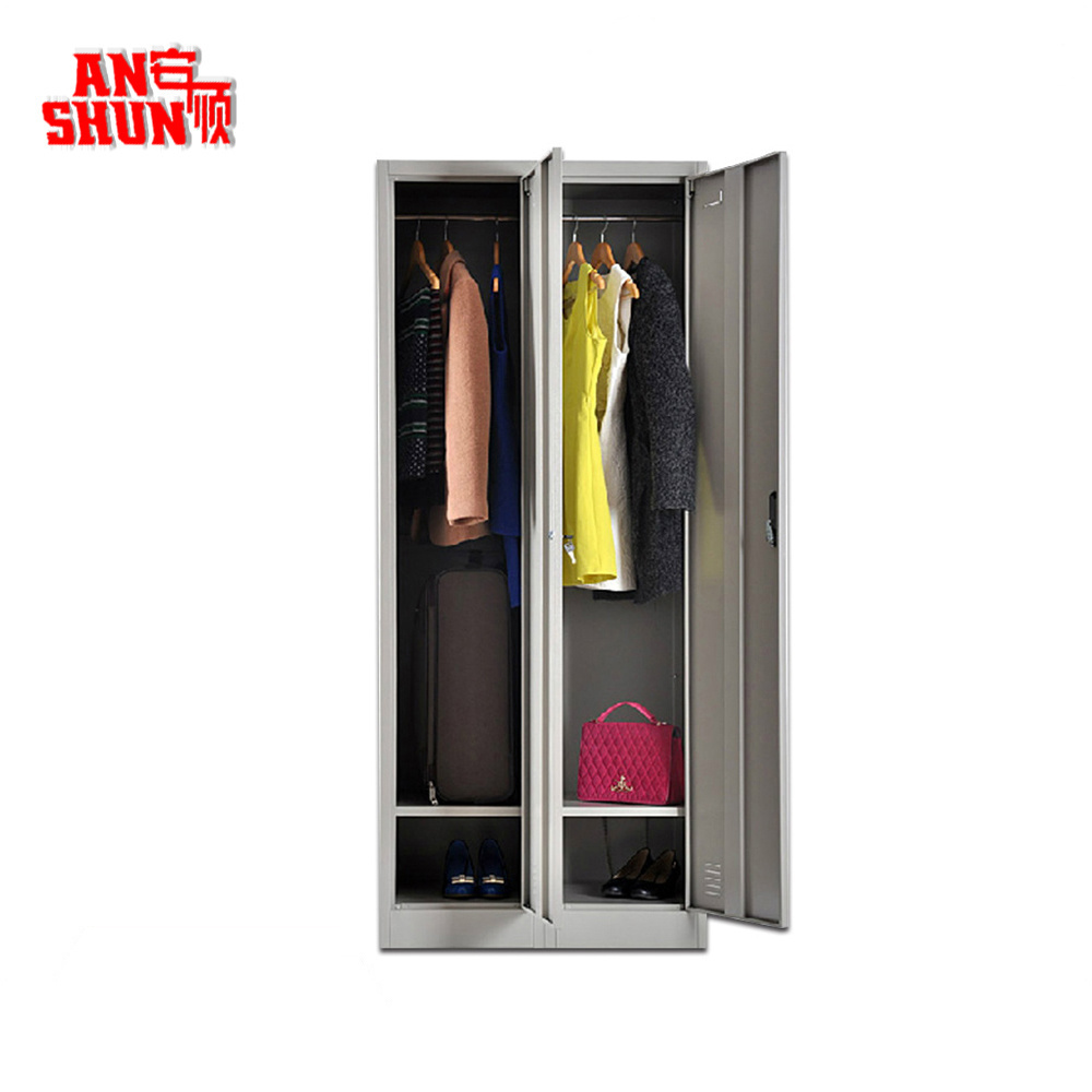 CAS-025 modern metal storage wardrobe cabinet steel almirah 2 door metal clothes cupboard