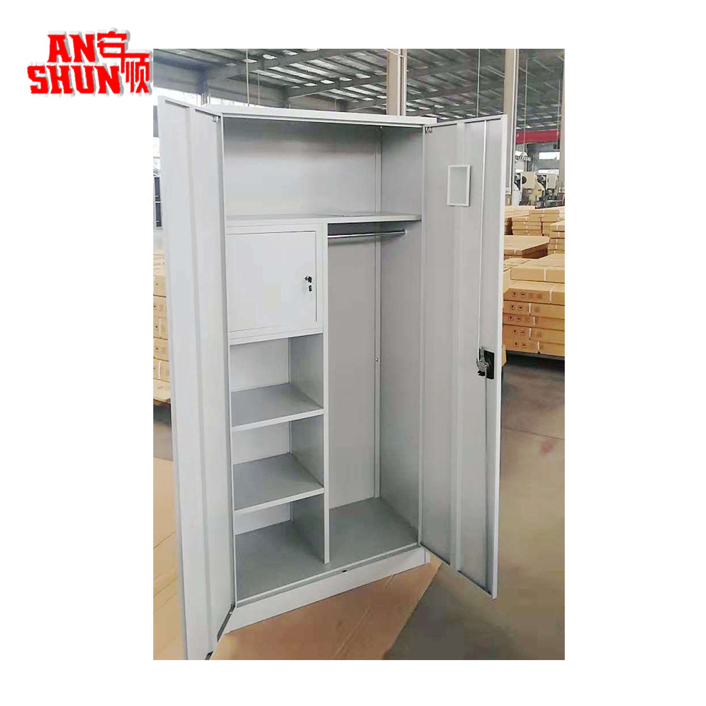 FAS-005  cheap steel clothes cabinets closet 2 doors bedroom storage furniture kids almari metal wardrobe cabinets