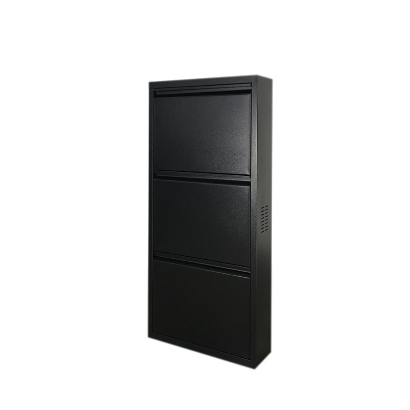 CAS-036 wholesale price 3 layer metal iron steel thin black storage shoe rack cabinet