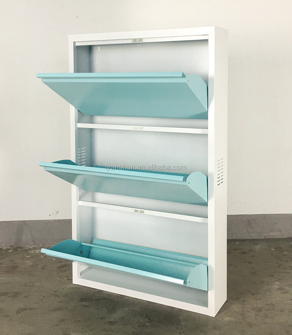 Fas-036A  free standing shelves organizer for Entryway shoe drawer storage cabinet  3 Tier shoe rack metal shoe cabinet