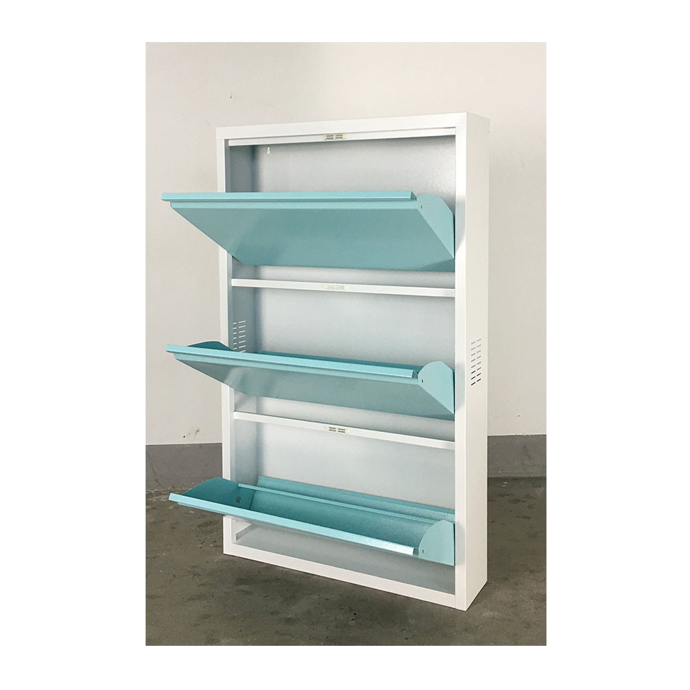 Fas-036A  free standing shelves organizer for Entryway shoe drawer storage cabinet  3 Tier shoe rack metal shoe cabinet