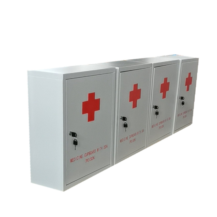 Wholesale Cheap Wall Mounted Lock Door Metal Medicine Box First Aid Kit Medical Cabinet