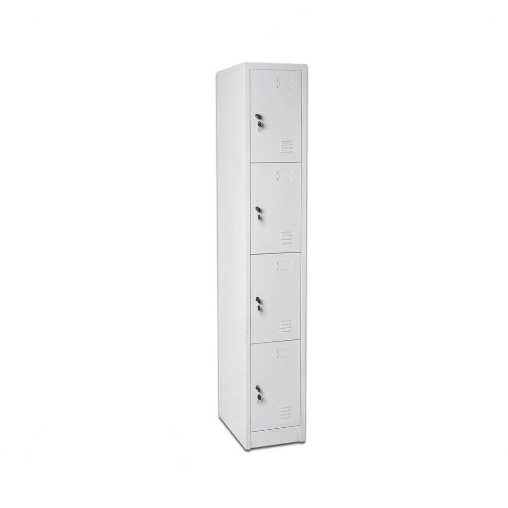 Single 4 Door Locker Wardrobe Metal Armoire Steel Cabinet Storage GYM Locker with Key