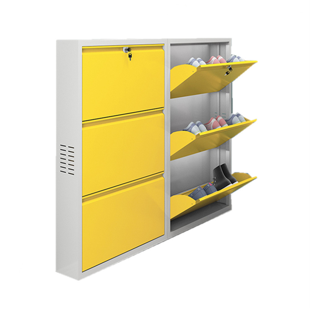 Wholesale Flip-Drawers Metal Shoe Cabinet Cupboard Steel Shoe Rack Narrow Shoe Storage Cabinet for home hallway entryway