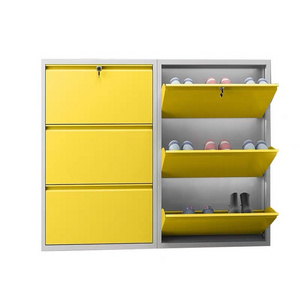 Wholesale Flip-Drawers Metal Shoe Cabinet Cupboard Steel Shoe Rack Narrow Shoe Storage Cabinet for home hallway entryway