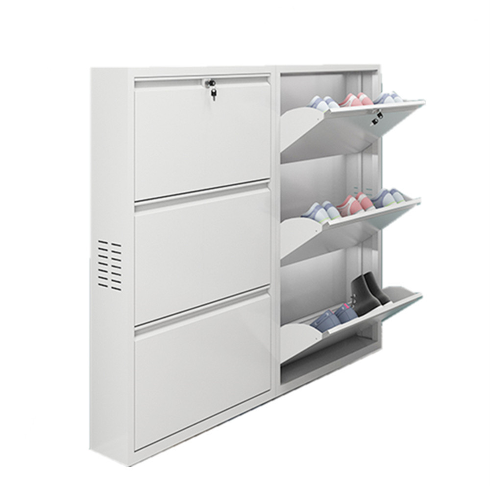 Wholesale Flip-Drawers Metal Shoe Cabinet Cupboard Steel Shoe Rack Narrow Shoe Storage Cabinet for home hallway entryway