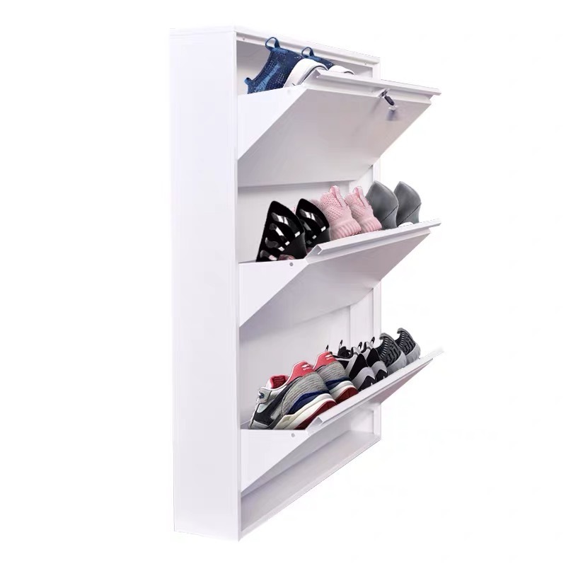 Wholesale Flip-Drawers Metal Shoe Cabinet Cupboard Steel Shoe Rack Narrow Shoe Storage Cabinet for home hallway entryway