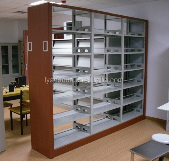 FAS-064  thermal transfer wooden color library cupboard shelving Steel bookshelf Metal school Furniture Library shelves