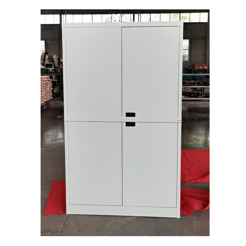 FAS-008 full height bookcase storage metal file cabinet 2 door cupboards with safe locking bar steel cabinet