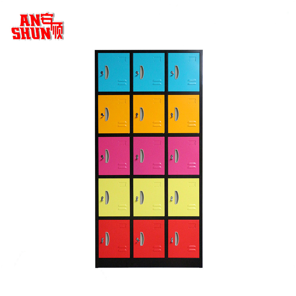 wholesale double color 15 doors iron locker staff changing room steel clothes locker cabinet employee locker