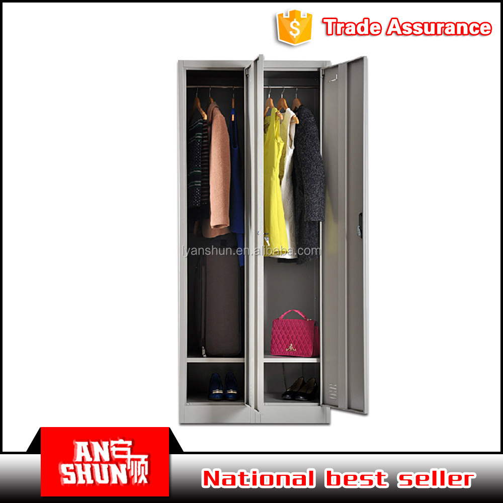 FAS-024 Flat pack designs 2 door steel storage  connected locker almirah wardrobe clothes cabinets metal school locker