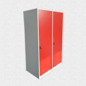 FAS-024 Flat pack designs 2 door steel storage  connected locker almirah wardrobe clothes cabinets metal school locker