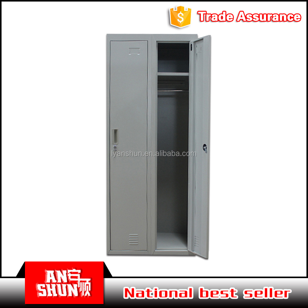 FAS-024 Flat pack designs 2 door steel storage  connected locker almirah wardrobe clothes cabinets metal school locker