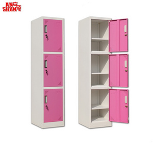 CAS-011 Single column pink metal storage cabinet 3 door school locker for sale